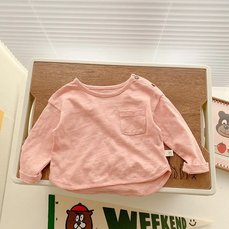 Boys' Bamboo Cotton T-Shirt Pink Beige 0-3Yr
