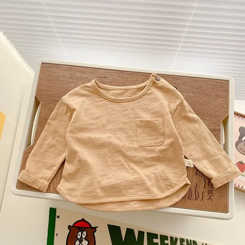 Boys' Bamboo Cotton T-Shirt Pink Beige 0-3Yr