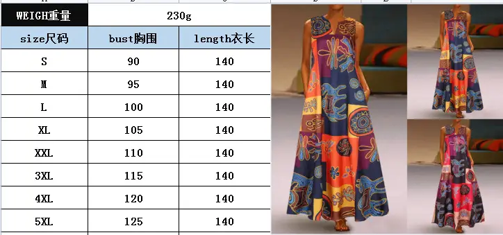 Vintage Printed V-Neck Sleeveless Dress for Women — feature 1