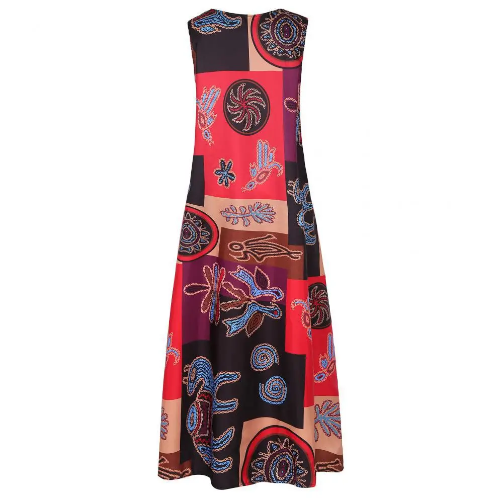 Vintage Printed V-Neck Sleeveless Dress for Women — feature 9
