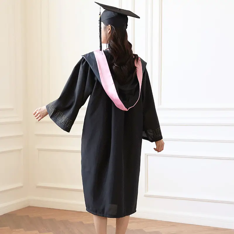Bachelor's Graduation Gown Black V-Neck College Student - Image 23