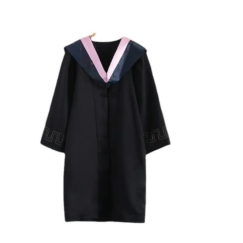 Bachelor's Graduation Gown Black V-Neck College Student - Image 24