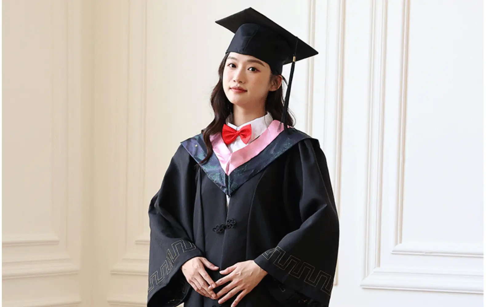 Bachelor's Graduation Gown Black V-Neck College Student — feature 29