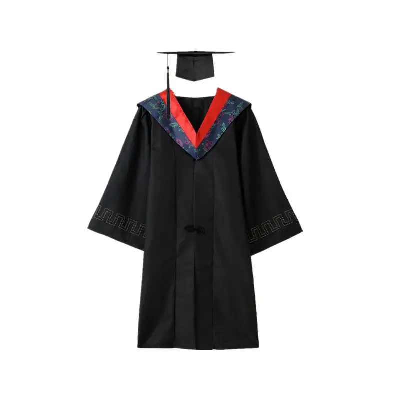 Bachelor's Graduation Gown Black V-Neck College Student - Image 11