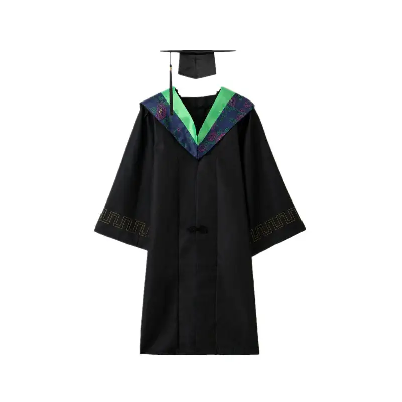 Bachelor's Graduation Gown Black V-Neck College Student - Image 12