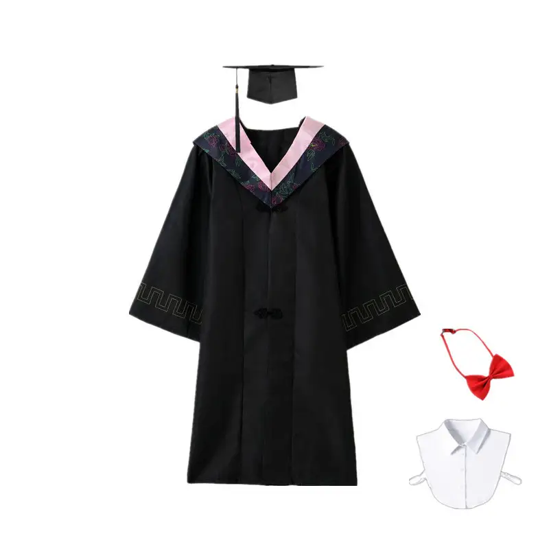 Bachelor's Graduation Gown Black V-Neck College Student - Image 13