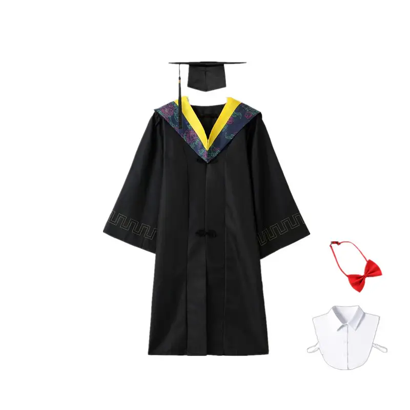 Bachelor's Graduation Gown Black V-Neck College Student - Image 14