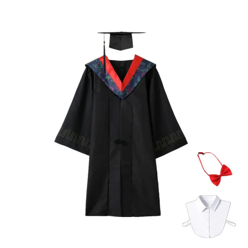 Bachelor's Graduation Gown Black V-Neck College Student - Image 17