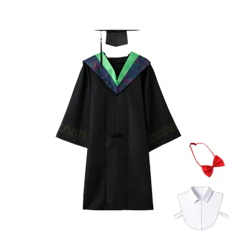 Bachelor's Graduation Gown Black V-Neck College Student - Image 18