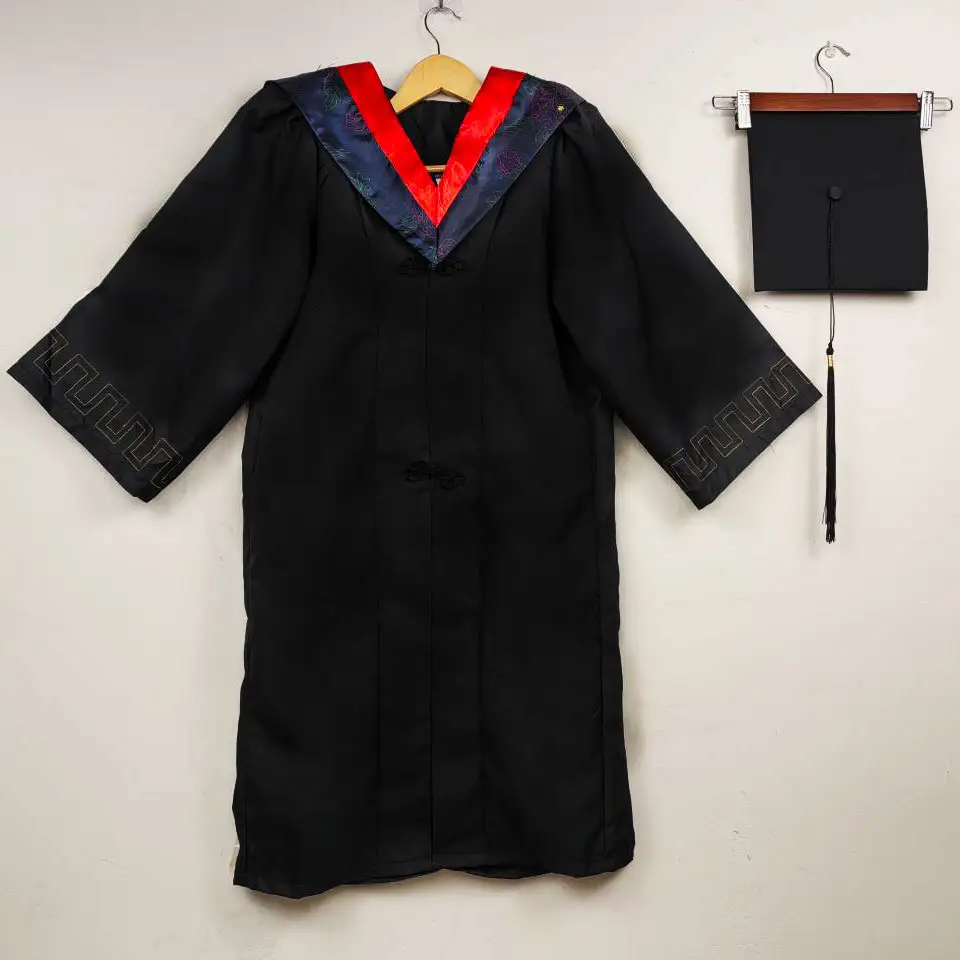 Bachelor's Graduation Gown Black V-Neck College Student - Image 5