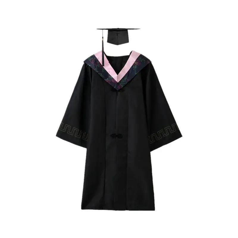 Bachelor's Graduation Gown Black V-Neck College Student - Image 7