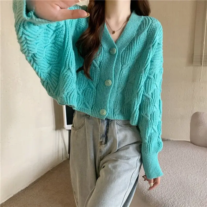 Pink Knit V-Neck Cardigan Jacket for Women 2025 - Image 6