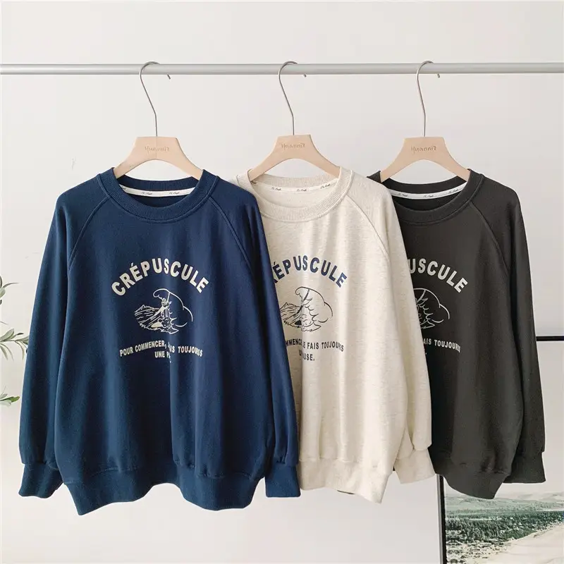 Women Vintage Sweatshirt 2022 Korean Style Loose Fit Antique Japanese Top Jacket - Image 6