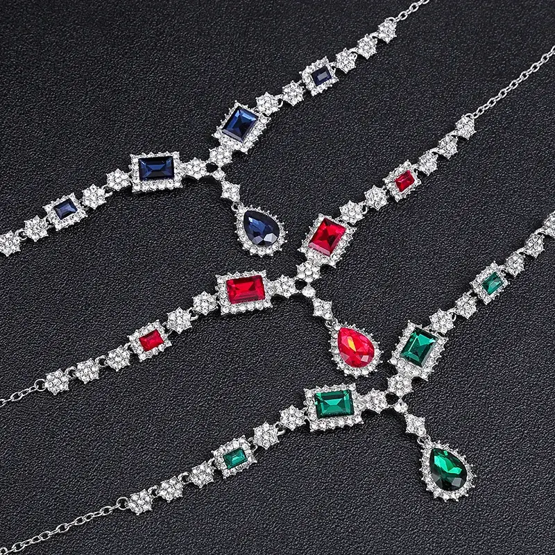 Red Gemstone Necklace & Earrings Set for Women