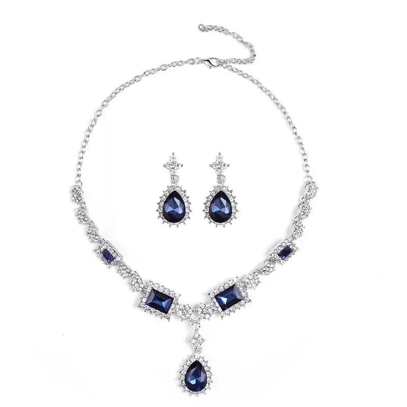 Red Gemstone Necklace & Earrings Set for Women