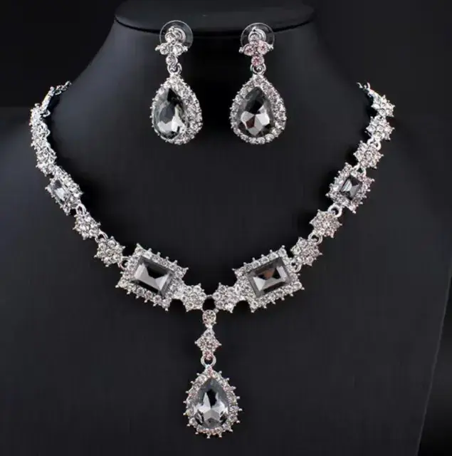 Red Gemstone Necklace & Earrings Set for Women