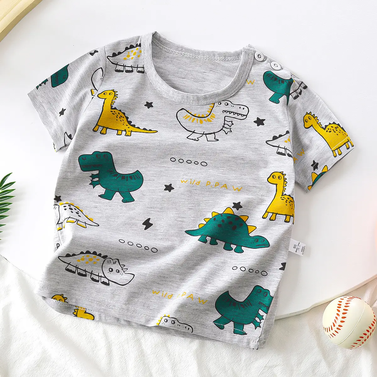 White Baby T-Shirt with Smile Graphic 2026 Kids Wear - Image 10