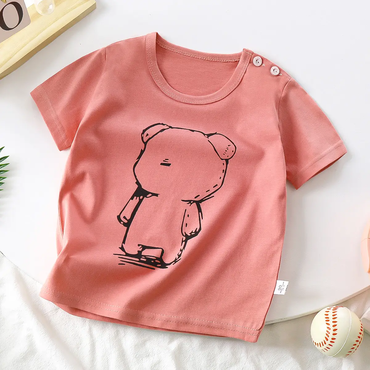 White Baby T-Shirt with Smile Graphic 2026 Kids Wear - Image 14