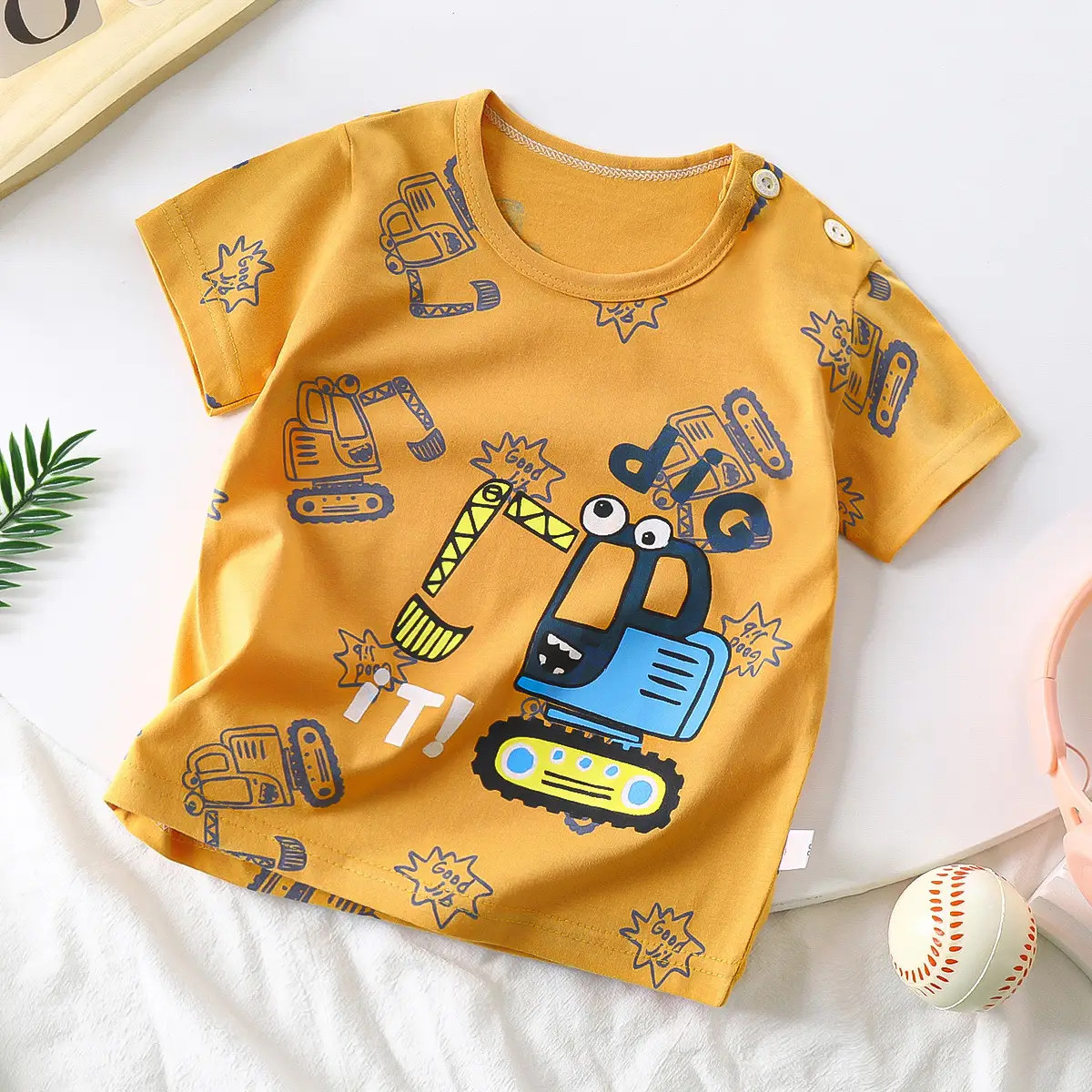 White Baby T-Shirt with Smile Graphic 2026 Kids Wear - Image 15