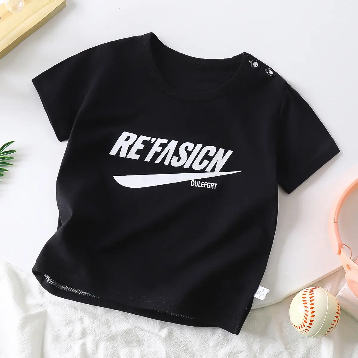 White Baby T-Shirt with Smile Graphic 2026 Kids Wear - Image 17