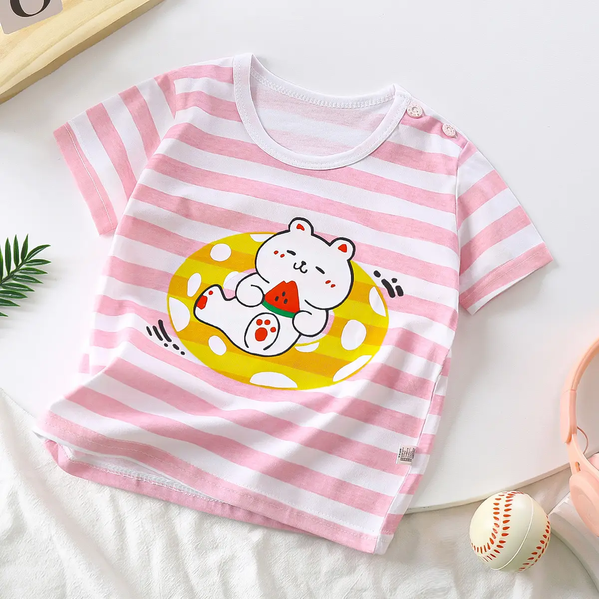 White Baby T-Shirt with Smile Graphic 2026 Kids Wear - Image 4
