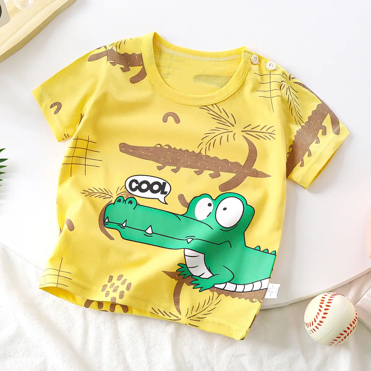 White Baby T-Shirt with Smile Graphic 2026 Kids Wear - Image 7