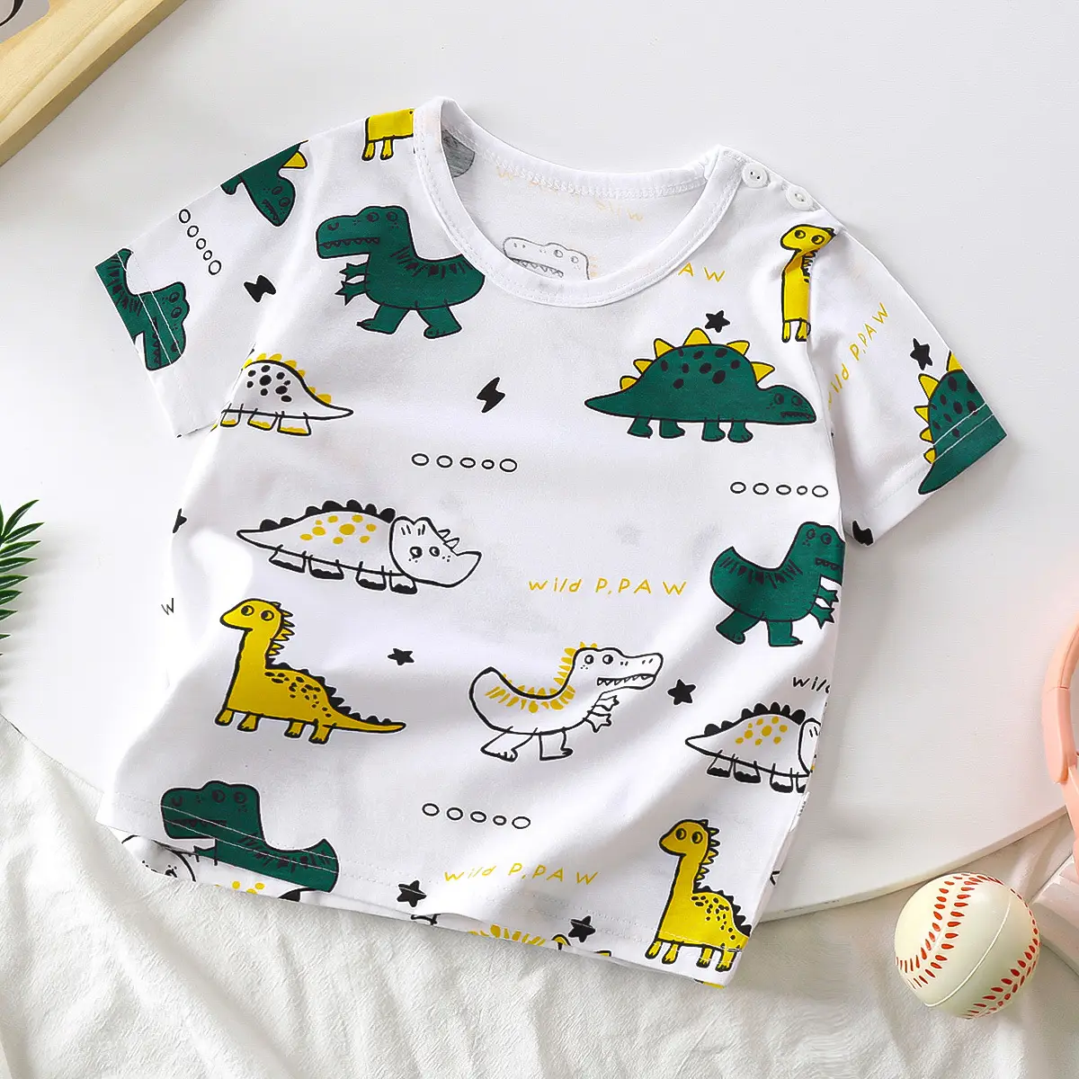 White Baby T-Shirt with Smile Graphic 2026 Kids Wear - Image 9