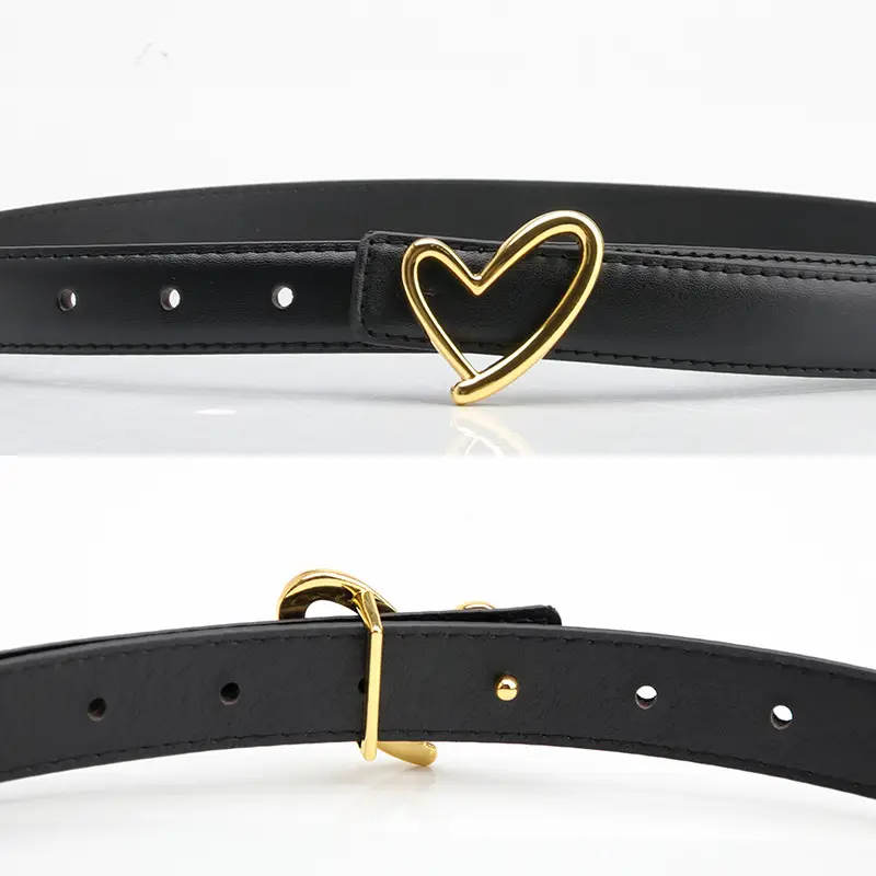 Women's Brown Heart Buckle Dress Belt