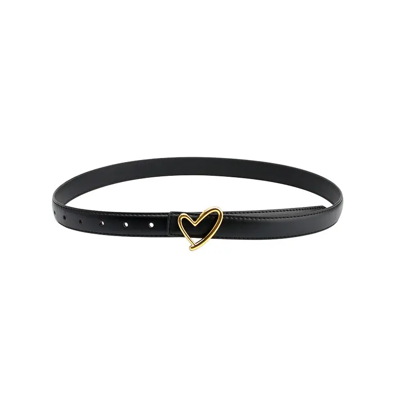 Women's Brown Heart Buckle Dress Belt