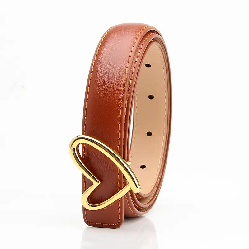 Women's Brown Heart Buckle Dress Belt