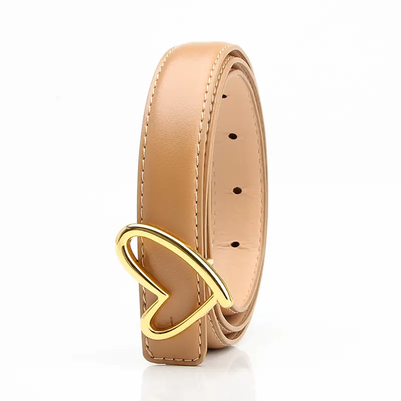 Women's Brown Heart Buckle Dress Belt