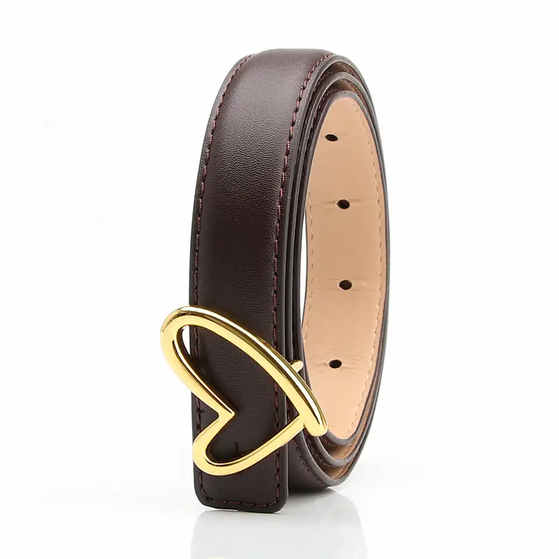 Women's Brown Heart Buckle Dress Belt