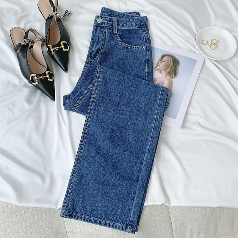 Vintage Light Blue Wide Leg Jeans for Women