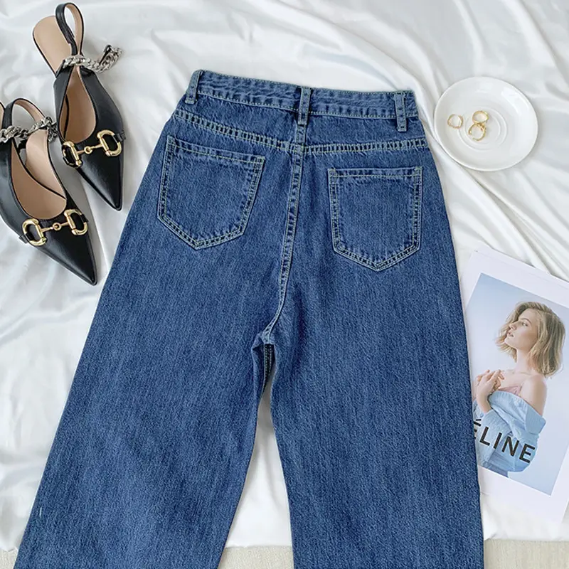 Vintage Light Blue Wide Leg Jeans for Women