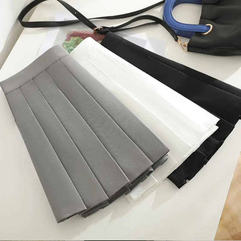 Women Pleated Skirt Grey High Waist College Style - Image 7