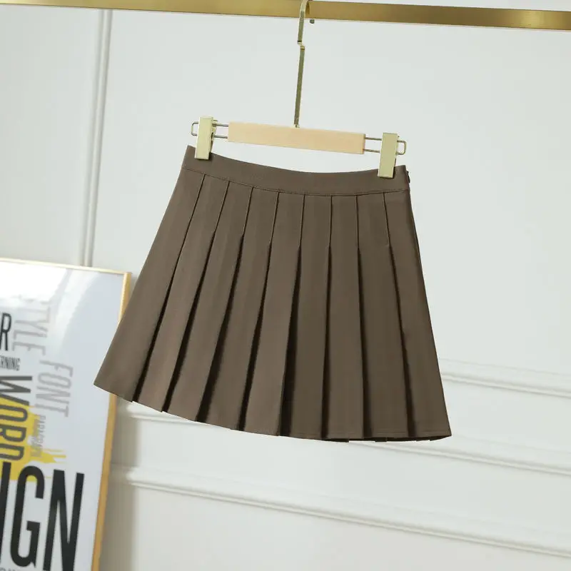 Women Pleated Skirt Grey High Waist College Style - Image 4