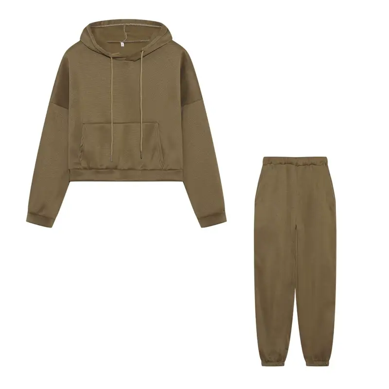 Women's 2026 Cross-Border Sweatshirt Jacket Sports Suit Brown Grey — feature 13