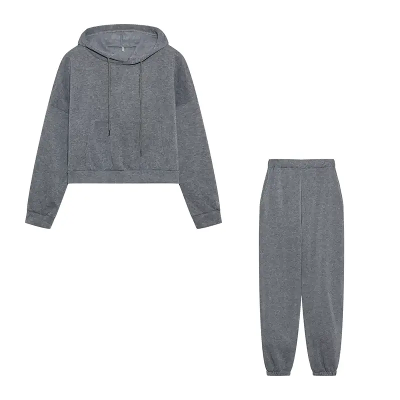 Women's 2026 Cross-Border Sweatshirt Jacket Sports Suit Brown Grey — feature 16