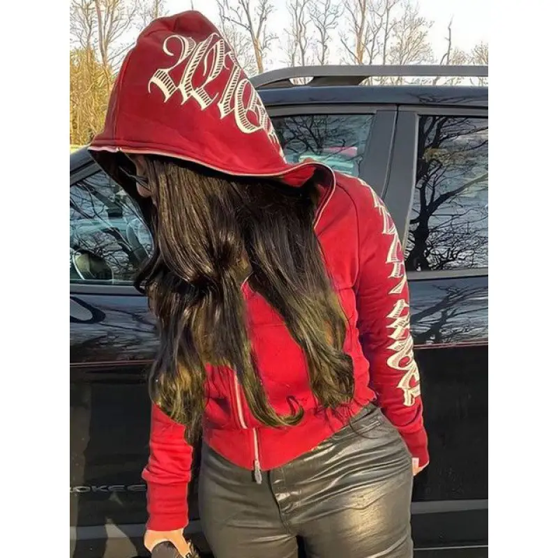 2024 Women's Letter Print Hooded Sweatshirt - Image 5