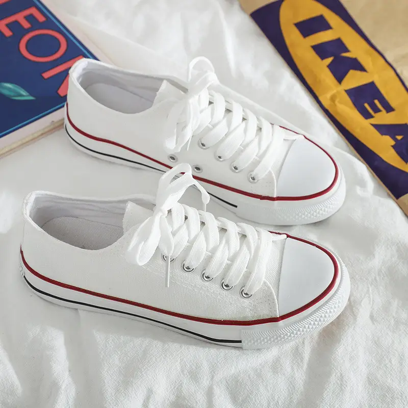 Ins Trendy Korean Style Low-Top Canvas Shoes for Women, Classic Evergreen Student Sneakers, Retro Harajuku Couple Shoes A01