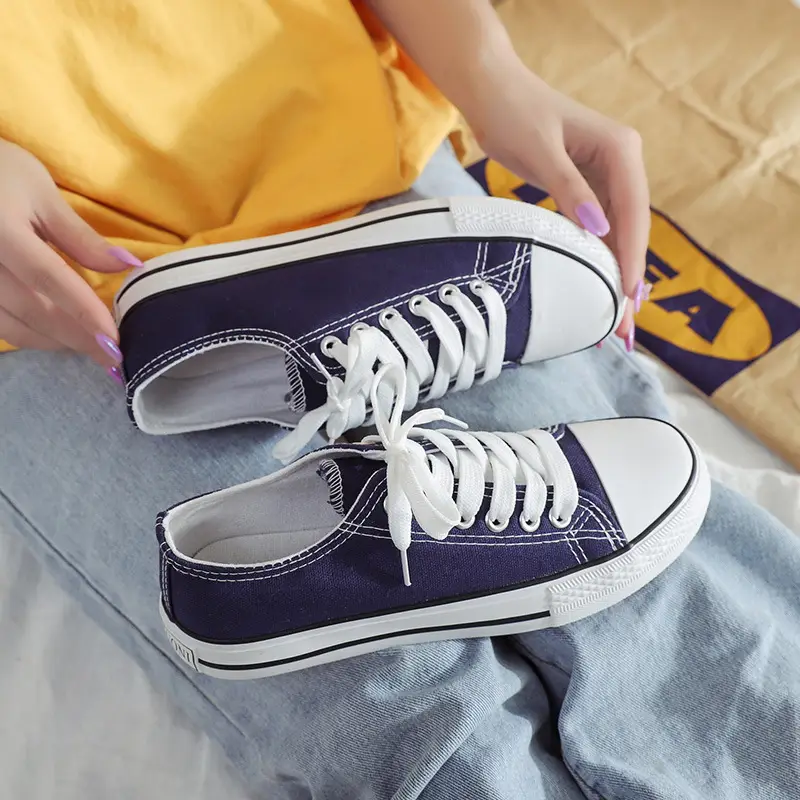 Ins Trendy Korean Style Low-Top Canvas Shoes for Women, Classic Evergreen Student Sneakers, Retro Harajuku Couple Shoes A01