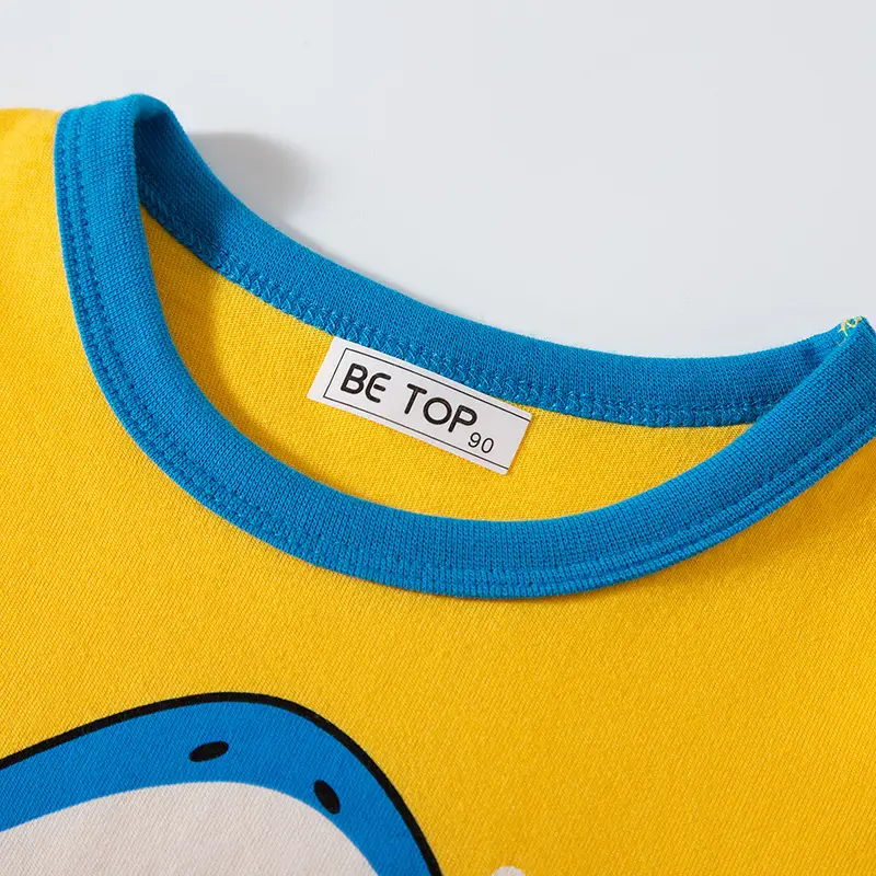 2026 Cartoon Shark Print Boys Long Sleeve T-Shirt Yellow - Image 4