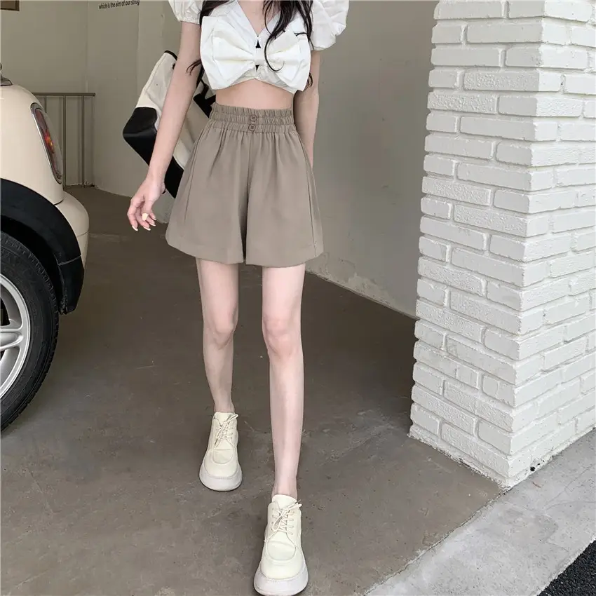 Black Elastic Waist Wide Leg Shorts for Plus Size - Image 6