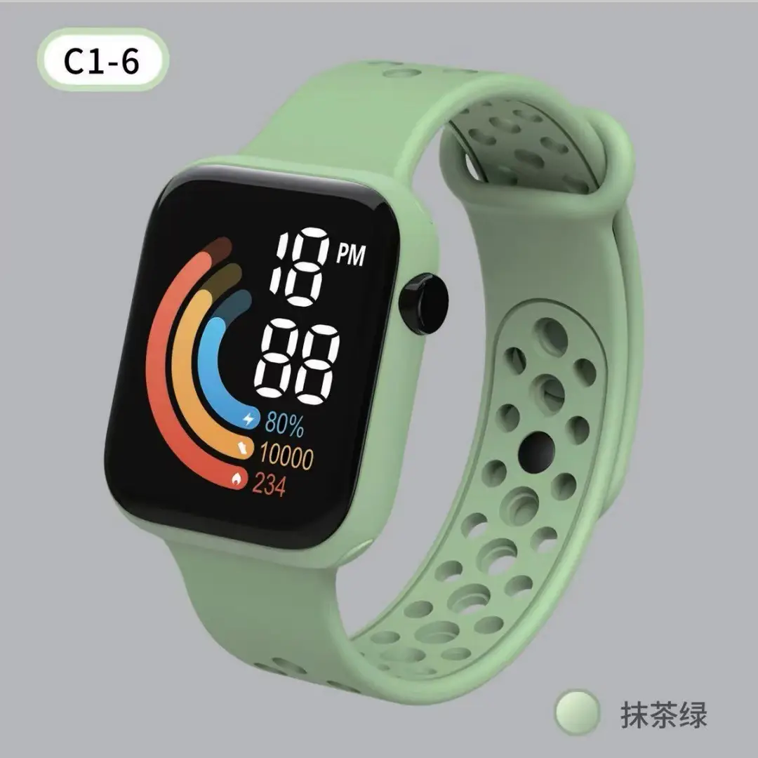 C1-6 Kids Digital Watch Mint Green Rainbow Display — feature 8