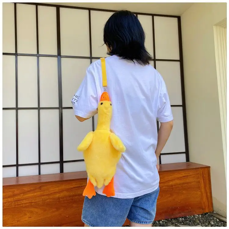 Cute Plush Goose Crossbody Bag Yellow White — feature 13