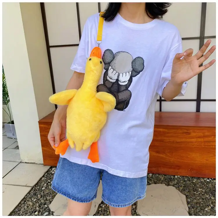 Cute Plush Goose Crossbody Bag Yellow White — feature 14