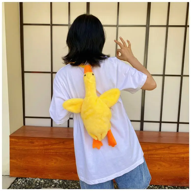 Cute Plush Goose Crossbody Bag Yellow White — feature 15