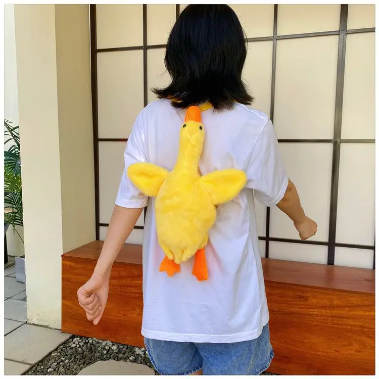 Cute Plush Goose Crossbody Bag Yellow White — feature 16