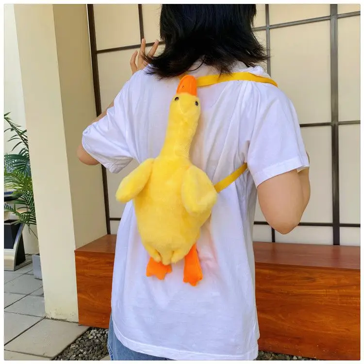 Cute Plush Goose Crossbody Bag Yellow White — feature 17