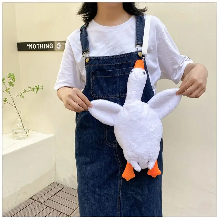 Cute Plush Goose Crossbody Bag Yellow White — feature 18